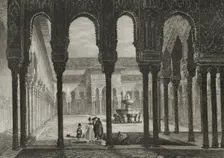 Patio and Fountain of the Lions, Alhambra Palace, Granada, Andalusia, Spain, 1853. Creator: Antonio Roca Sallent