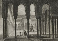Patio and Fountain of the Lions, Alhambra Palace, Granada, Andalusia, Spain, 1853. Creator: Antonio Roca Sallent