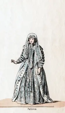 Patience, costume design for Shakespeare's play, Henry VIII, 19th century