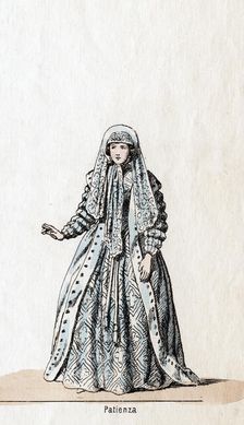 Patience, costume design for Shakespeare's play, Henry VIII, 19th century