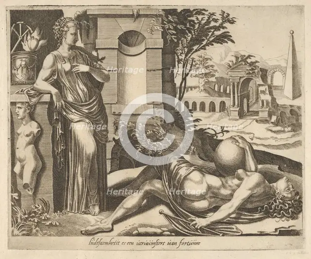Patience as the Victor over Fortune from Six Sayings about Fortune, ca. 1560. Creator: Dirck Volkertsen Coornhert.