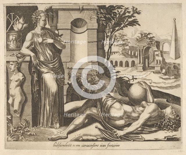 Patience as the Victor over Fortune from Six Sayings about Fortune, ca. 1560. Creator: Dirck Volkertsen Coornhert.