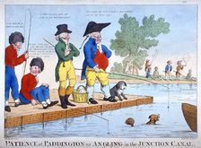 Patience at Paddington, or angling in the Junction Canal c1800. Artist: Roberts