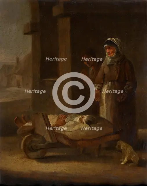 Patient transport on wheelbarrow, 1670/1720 (?). Creator: Unknown.