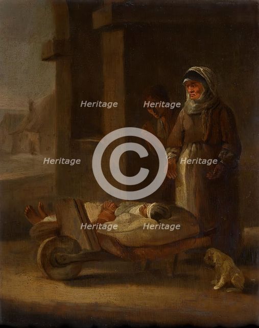 Patient transport on wheelbarrow, 1670/1720 (?). Creator: Unknown.