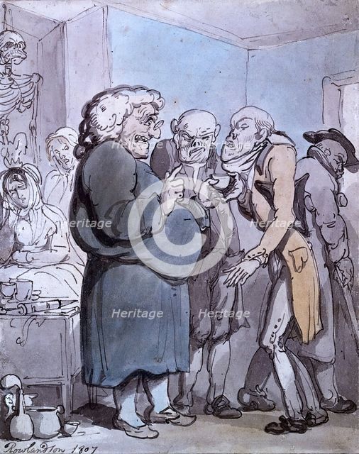 Patients consulting an obese quack, 1807. Creator: Thomas Rowlandson.