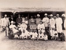 Patients being discharged from hospital, during the bubonic plague outbreak in Karachi, India, 1897. Creator: Unknown