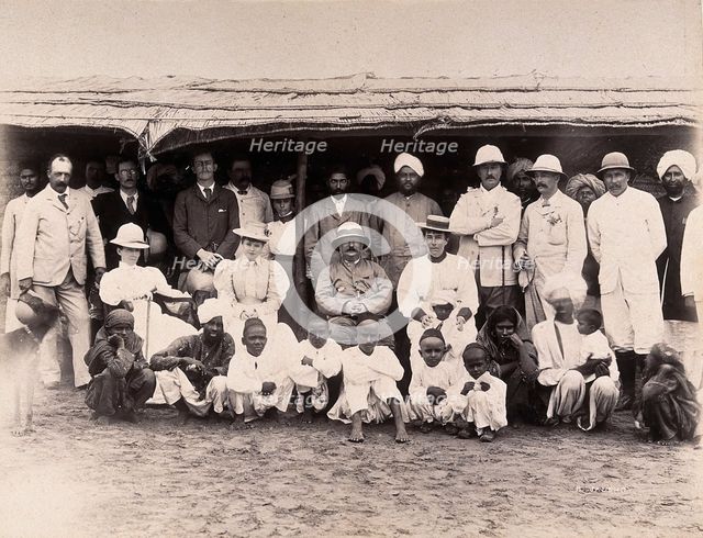 Patients being discharged from hospital, during the bubonic plague outbreak in Karachi, India, 1897. Creator: Unknown.