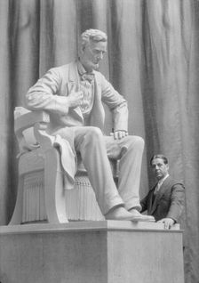 Patigian, Haig, Mr., with his Abraham Lincoln sculpture, portrait photograph, 1927 Creator: Arnold Genthe