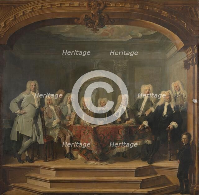 Patrons of the Aalmoezeniersweeshuis Orphanage in Amsterdam, 1729, 1729. Creator: Cornelis Troost.