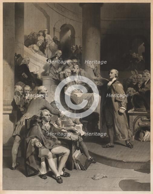 Patrick Henry Delivering His Celebrated Speech in the House of Burgesses, Virginia, 1852. Creator: Alfred Jones (American, 1819-1900).