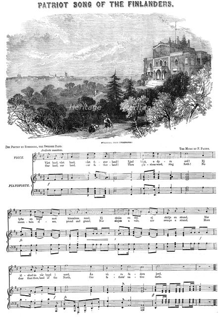 "Patriot Song of the Finlanders" - Sveaborg, from Helsingfors, 1854. Creator: Unknown.