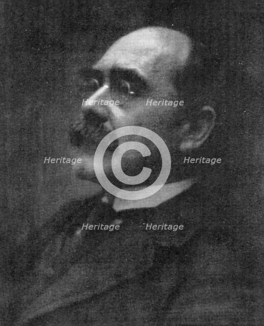 Patriotic but pessimistic: Mr Rudyard Kipling, whose poem...has annoyed Mr. Winston Churchill, 1909. Creator: Sidney Carter.