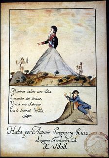 Patriotic drawing with allusions of loyalty to King Fernando VII, 1808. Creator: Pereira, Antonio