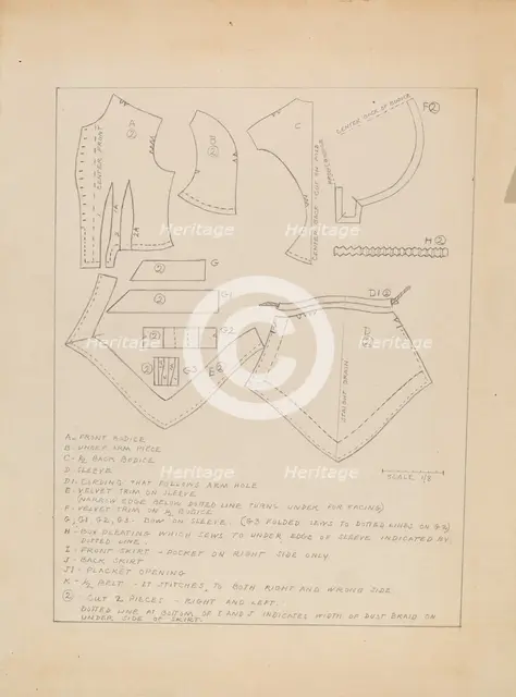 Pattern for a Dress, c. 1936. Creator: Jean Peszel.