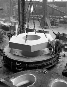 Pattern for a giant magnet casting, Edgar Allen's steel foundry, Sheffield, South Yorkshire, 1963. Creator: Michael Walters