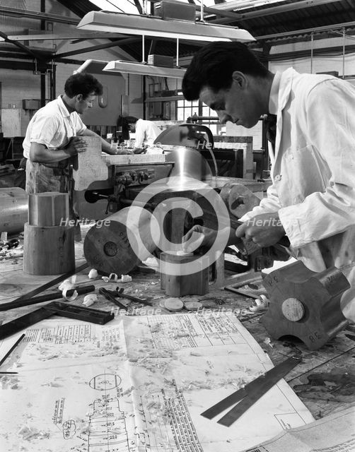 Pattern making for a steel mould, Wombwell Foundry, South Yorkshire, 1963.  Artist: Michael Walters