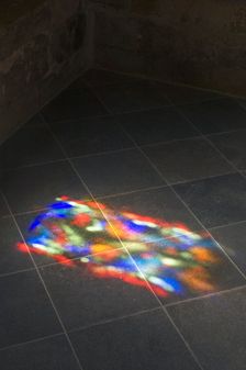 Patterns of colour and light from a stained glass window, Dover Castle, Kent, c2009. Artist: Derek Kendall