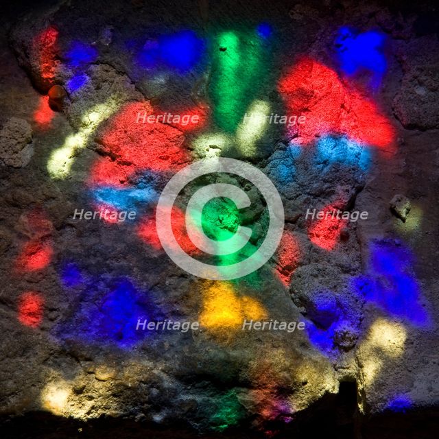 Patterns of colour and light from a stained glass window, Dover Castle, Kent, c2009. Artist: Derek Kendall.