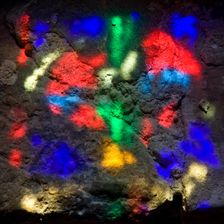 Patterns of colour and light from a stained glass window, Dover Castle, Kent, c2009. Artist: Derek Kendall