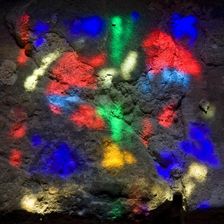 Patterns of colour and light from a stained glass window, Dover Castle, Kent, c2009. Artist: Derek Kendall