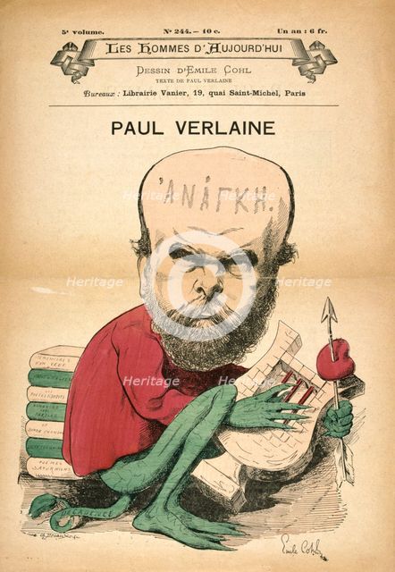 Paul Verlaine as Decadence, c1880s. Artist: Emile Cohl