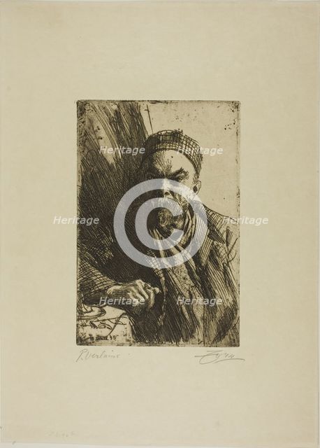 Paul Verlaine II, 1895. Creator: Anders Leonard Zorn.