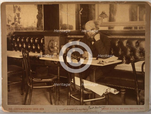 Paul Verlaine in café François 1er in Paris, 1892. Creator: Dornac, Paul (1858-1941).