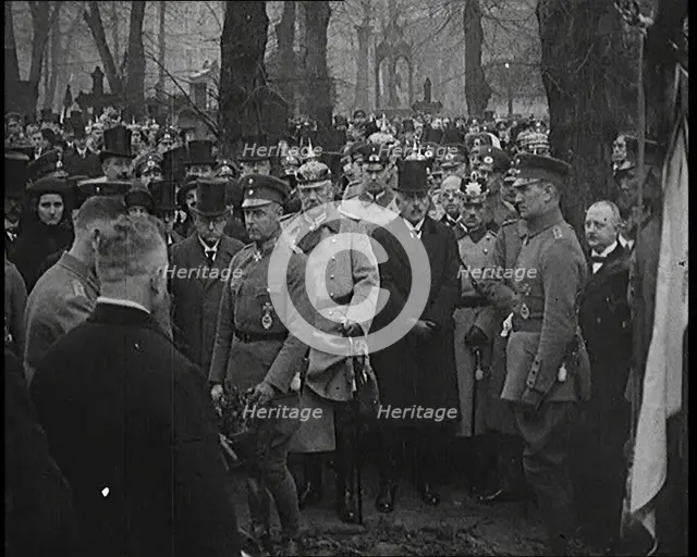 Paul von Hindenburg, President of Germany, Paying His Respect at the Funeral of..., 1925. Creator: British Pathe Ltd.