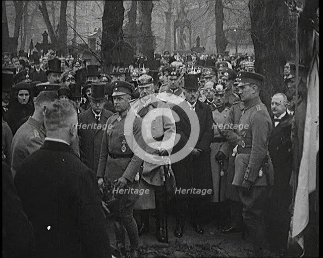 Paul von Hindenburg, President of Germany, Paying His Respect at the Funeral of..., 1925. Creator: British Pathe Ltd.