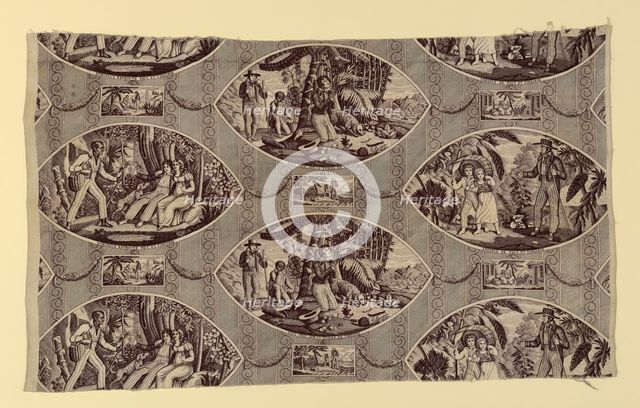 'Paul and Virginie', Furnishing Fabric, France, after 1818. Creator: Oberkampf Manufactory.