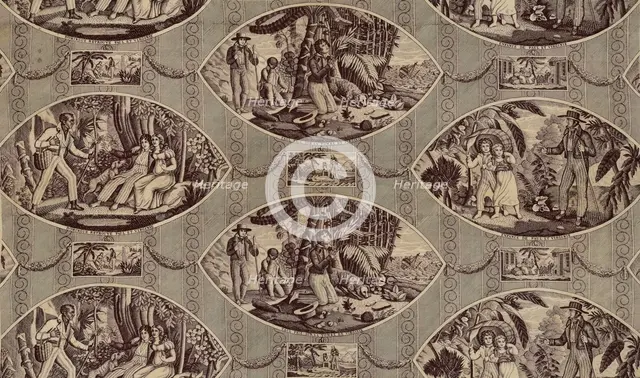 'Paul and Virginie', Furnishing Fabric, France, after 1818. Creator: Oberkampf Manufactory.