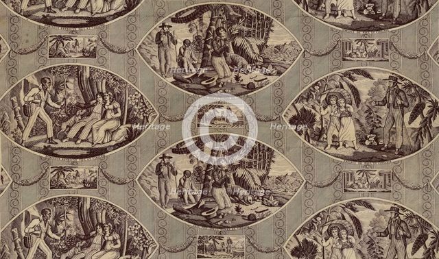 'Paul and Virginie', Furnishing Fabric, France, after 1818. Creator: Oberkampf Manufactory.