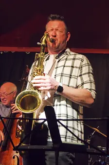 Paul Booth, Mark Edwards Quartet, Verdict Jazz Club, Brighton East Sussex, 12 Feb 2023. Creator: Brian O'Connor
