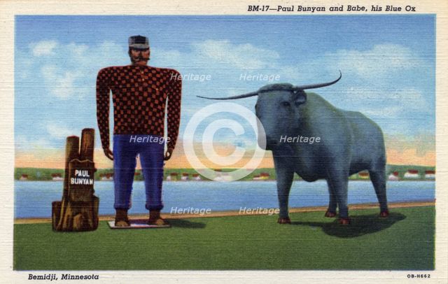 Paul Bunyan and Babe, Bemidji, Minnesota, USA, 1940. Artist: Unknown