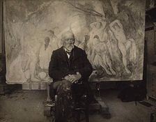 Paul Cézanne in his studio in Les Lauves, 1904. Creator: Bernard, Émile (1868-1941)