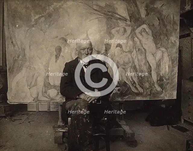 Paul Cézanne in his studio in Les Lauves, 1904. Creator: Bernard, Émile (1868-1941).