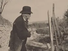 Paul Cézanne painting at Les Lauves, 1906. Creator: Roussel, Ker-Xavier (1867-1944)