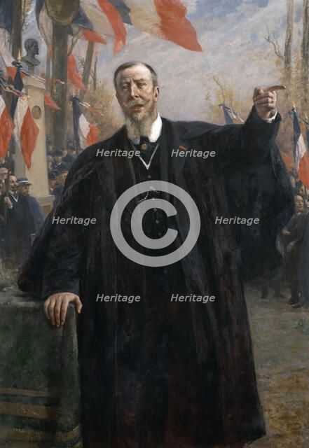 Paul Déroulède (1846-1914) Making a Speech at Bougival, January 1913. Artist: Cormon, Fernand (1845-1924)