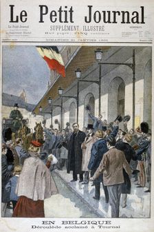 Paul Déroulède arriving in exile in Tournai, Belgium, 1900. Artist: Oswaldo Tofani