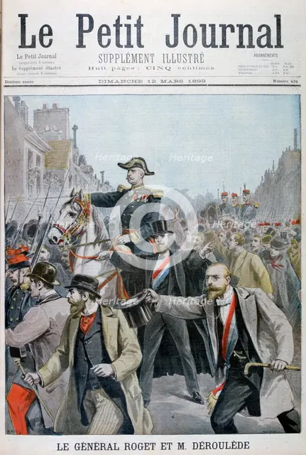 Paul Déroulède grabbing General Roget's bridle, Paris, 1899. Artist: Henri Meyer