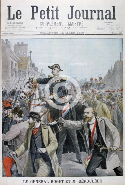 Paul Déroulède grabbing General Roget's bridle, Paris, 1899. Artist: Henri Meyer