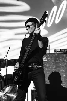 Paul Gray, The Damned live at Alexandra Palace, London, Apr 2023. Creator: Annapaola Marchesani