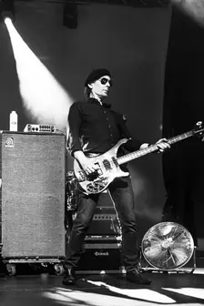 Paul Gray, The Damned live at Alexandra Palace, London, Apr 2023. Creator: Annapaola Marchesani