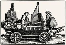 Paul Hofhaimer (1459-1537) on a wagon with positive organ, 1517. Creator: Burgkmair, Hans, the Elder (1473-1531)
