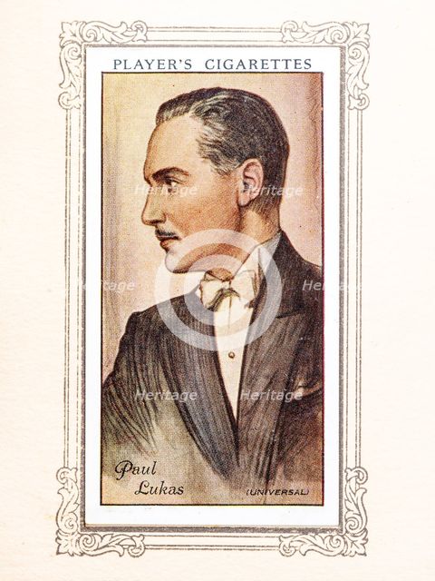 Paul Lukas Collectables Picture of movie stars that came with the Players cigarette packet, 1934.  Creator: Unknown.