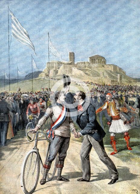 Paul Masson, winner of a cycling event at the Olympic Games, Athens, 1896. Artist: Unknown