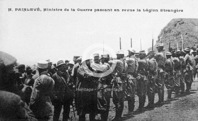 Paul Painlevé reviewing French Foreign Legion troops, Morocco, c1926. Artist: Unknown