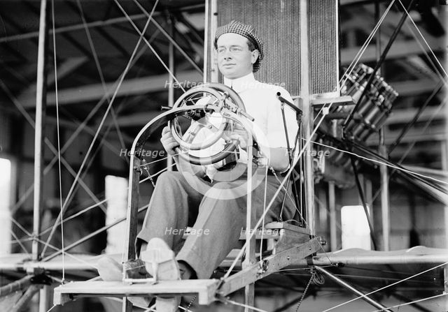 Paul Peck, Commercial Aviator - In Curtiss Type Plane; College Park, 1911. Creator: Harris & Ewing.