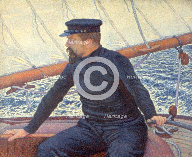 Paul Signac on his boat. Artist: Rysselberghe, Théo van (1862-1926)